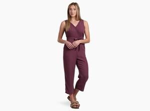 KÜHL Fresco Jumpsuit in Wine Tencel and Linen Blend Size Large